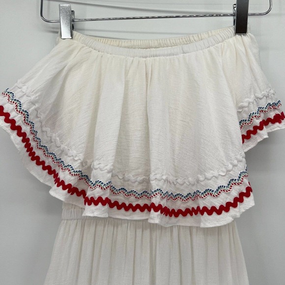 9seed Gauzy Tiered Hi-Low Strapless Maxi Dress White Swim Cover Up Size Small - Picture 5 of 11